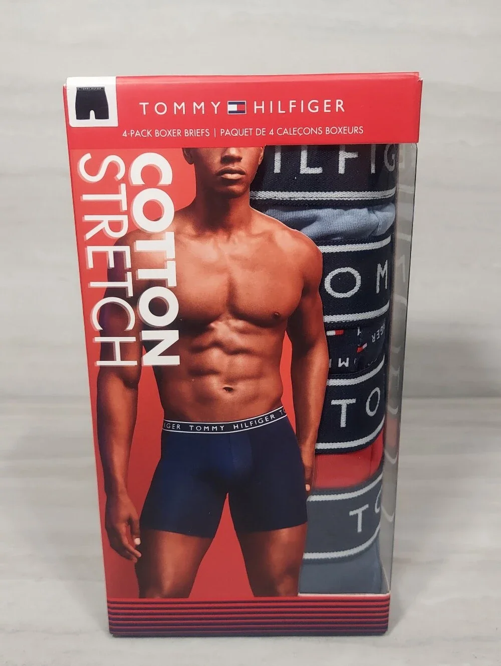 Tommy Hilfiger 4-Pack Boxer Briefs — Navy, Gray, Red, Black